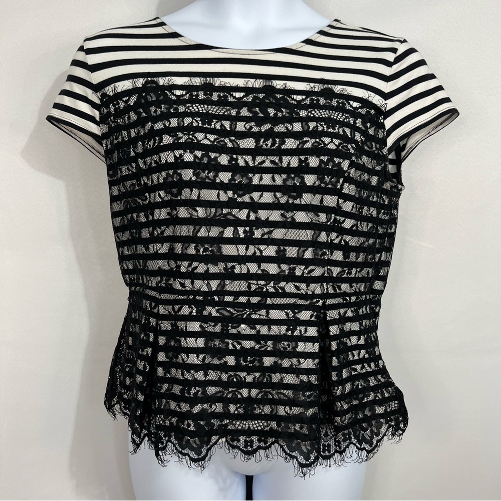 Elle peplum stripped lace shirt size XL